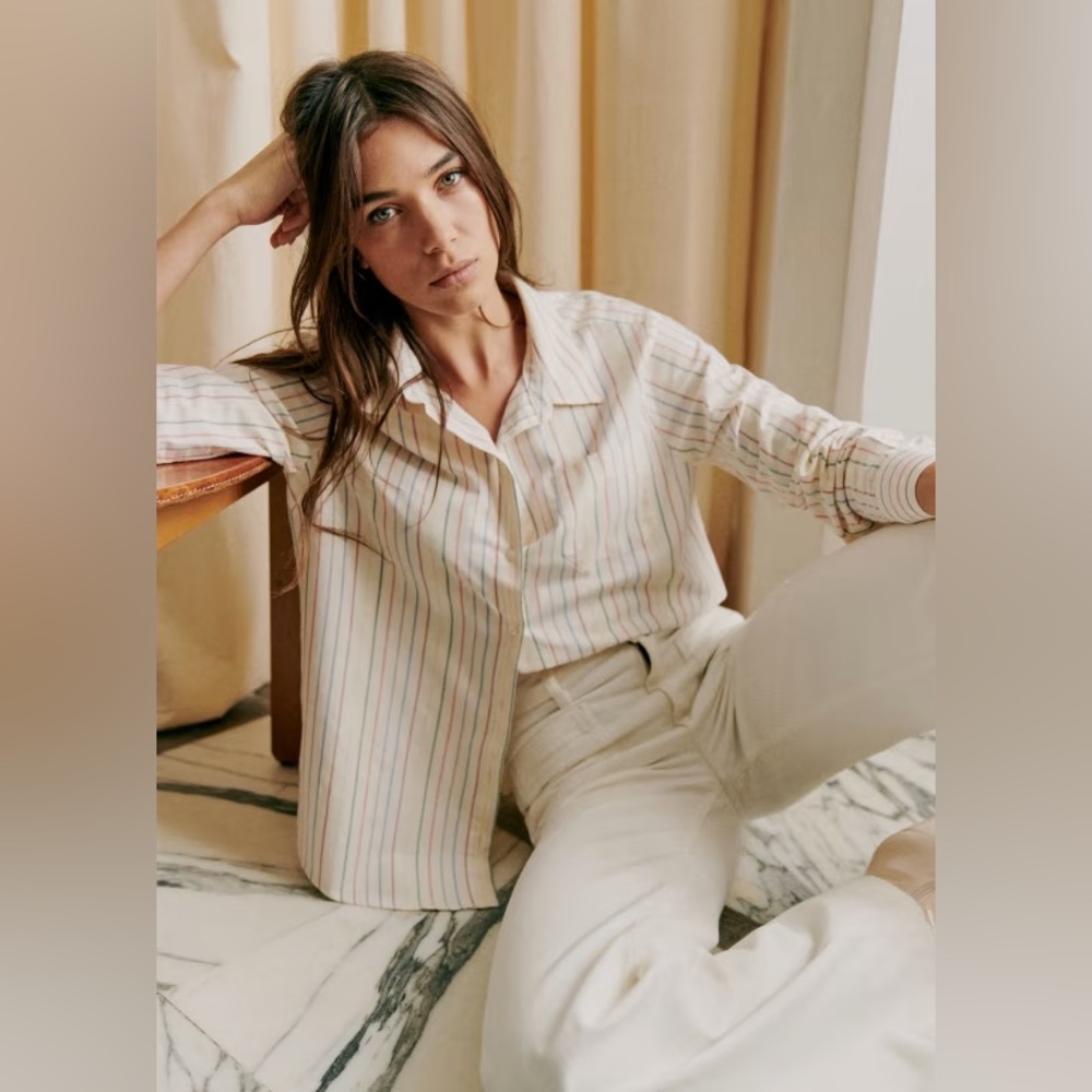 Sezane Tomboy Shirt in Multicolored Stripes